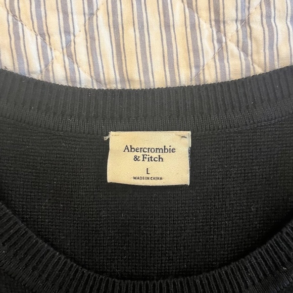 Abercrombie+Fitch Black Cropped Stretch Sweater, Sz L - Picture 3 of 5